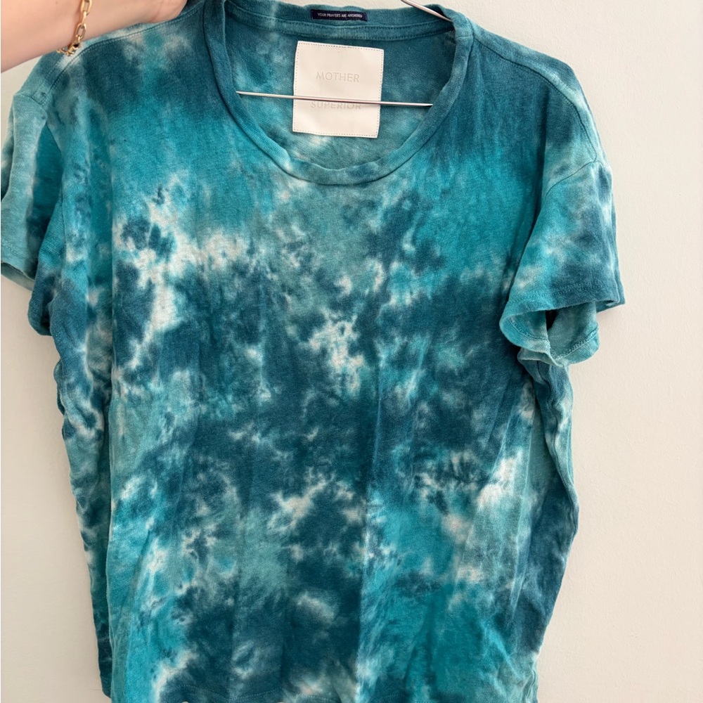 MOTHER Teal Tie-Dye Short Sleeve Tee
